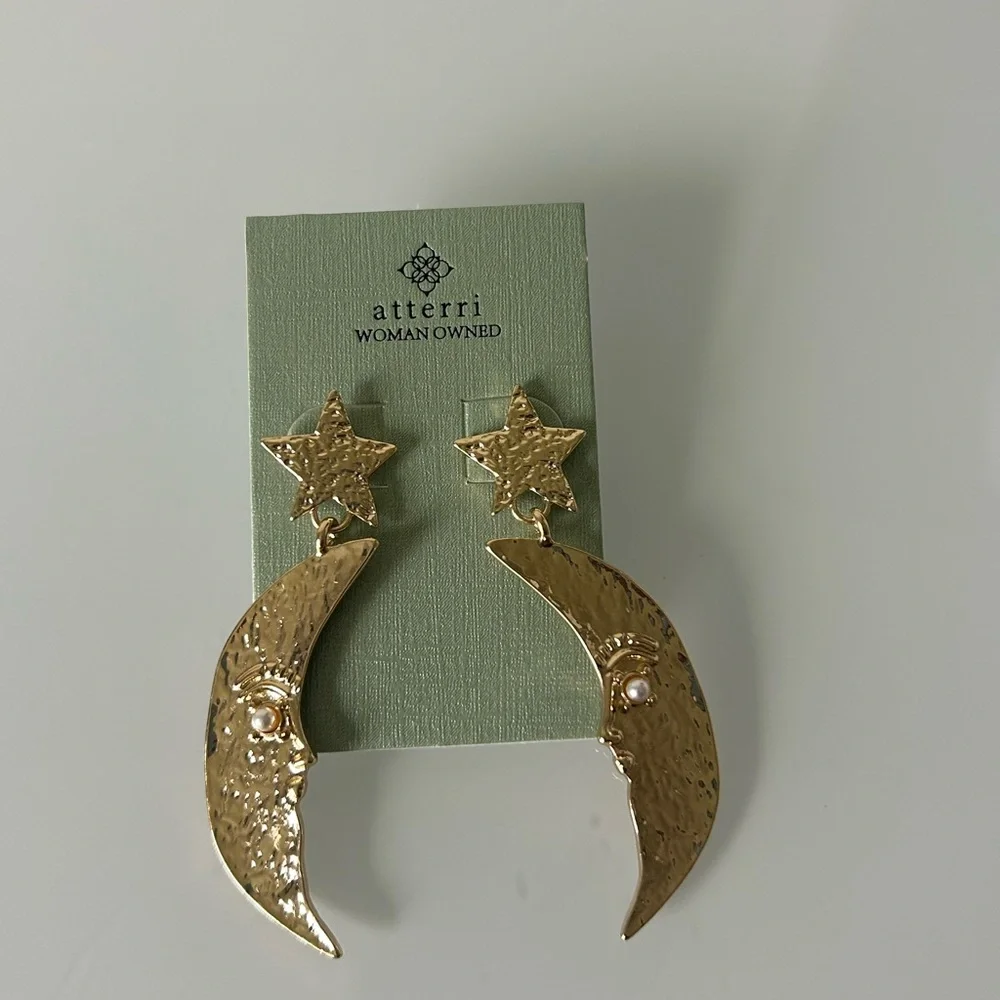 Atterri Gold Star and Moon celestial Earrings
